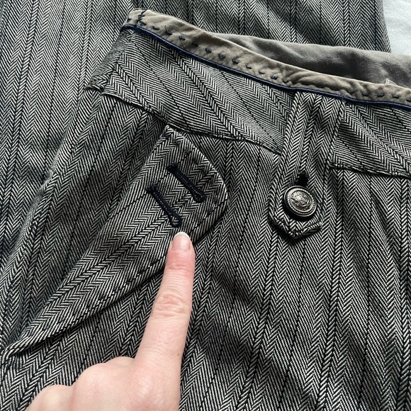 Vintage Mind Bridge Low Rise Herringbone Grey Trouser Flare Pants Medium 8 Clean - Picture 4 of 12